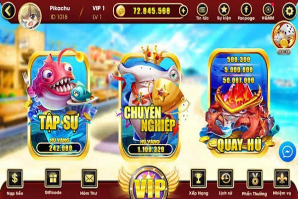 Các cấp độ săn cá nổi bật trong game